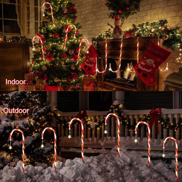⛄ Solar-powered Christmas candy canes with stars and snowflakes
