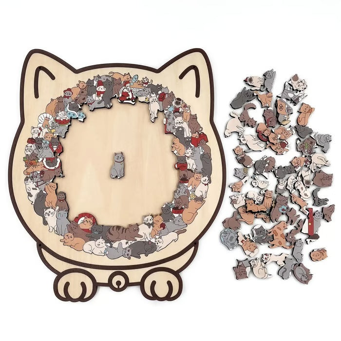 🔥Last Day 49% OFF - 135-Piece Morandi-Colored Cat Shaped Wooden Jigsaw Puzzle