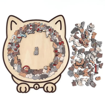 🔥Last Day 49% OFF - 135-Piece Morandi-Colored Cat Shaped Wooden Jigsaw Puzzle