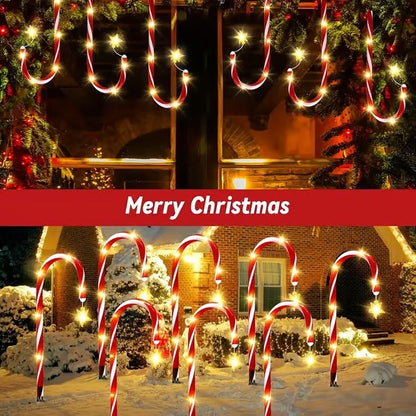 ⛄ Solar-powered Christmas candy canes with stars and snowflakes