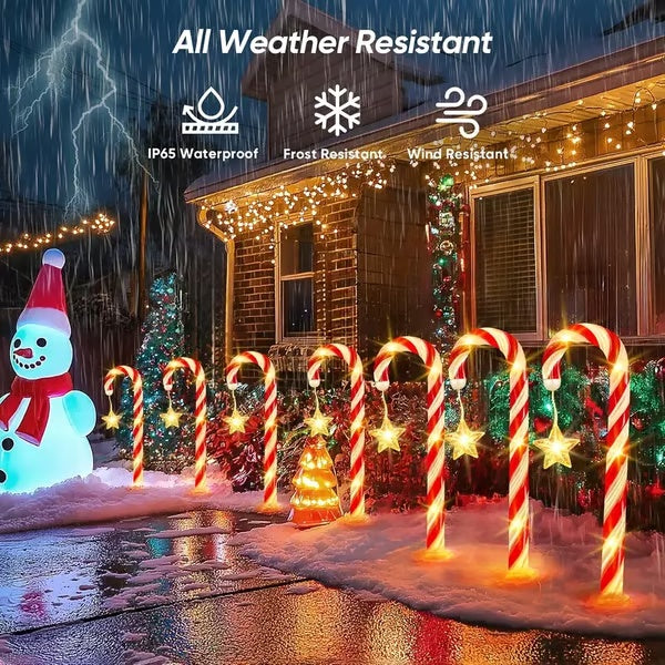 ⛄ Solar-powered Christmas candy canes with stars and snowflakes