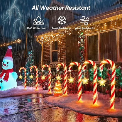⛄ Solar-powered Christmas candy canes with stars and snowflakes