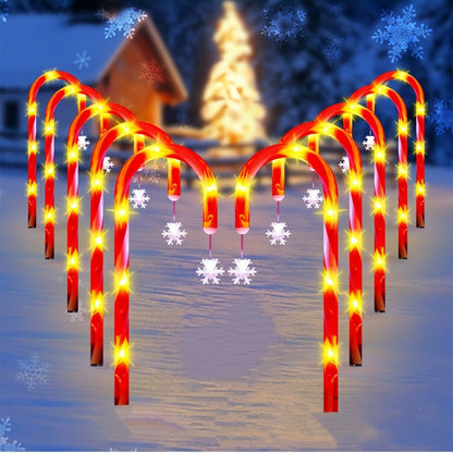 ⛄ Solar-powered Christmas candy canes with stars and snowflakes
