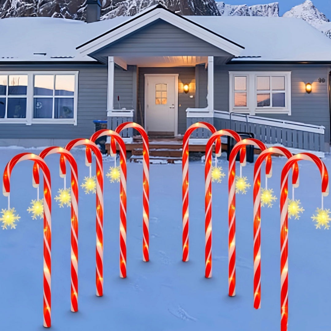 ⛄ Solar-powered Christmas candy canes with stars and snowflakes
