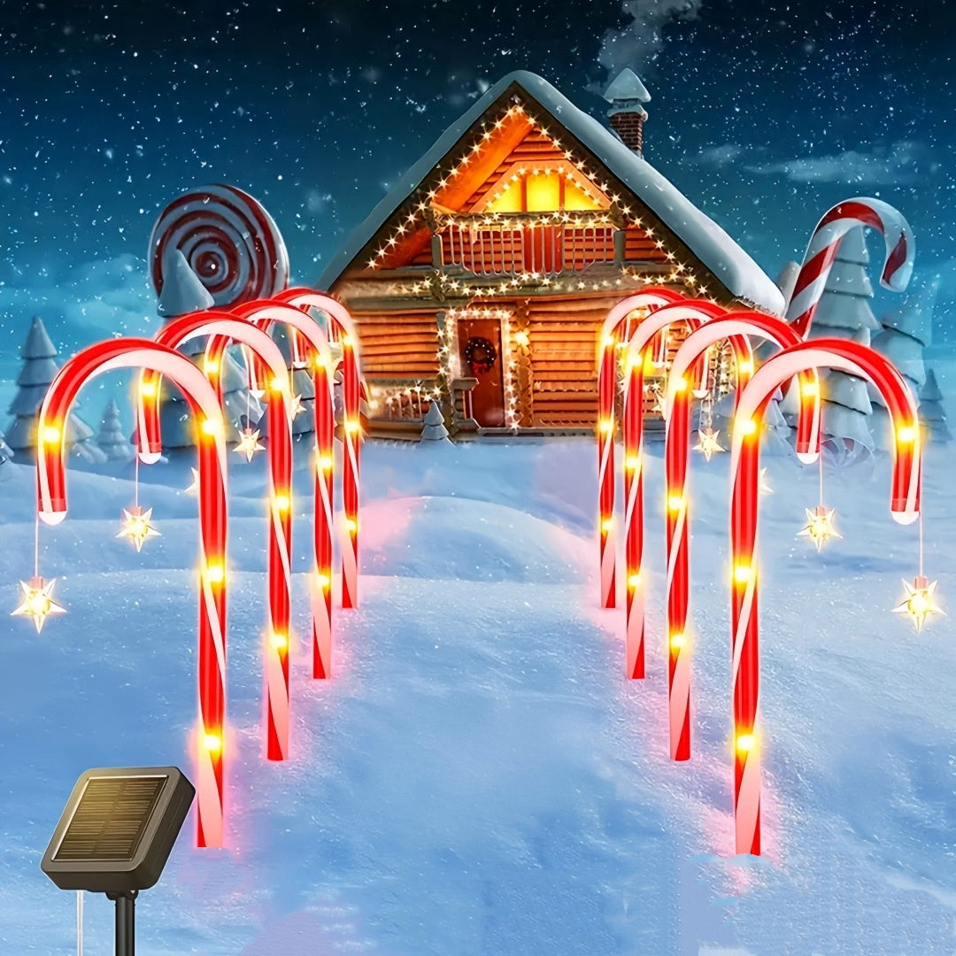 ⛄ Solar-powered Christmas candy canes with stars and snowflakes