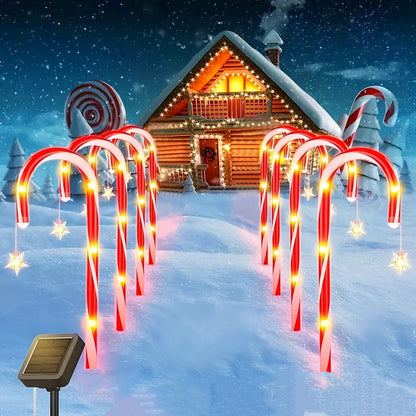 ⛄ Solar-powered Christmas candy canes with stars and snowflakes